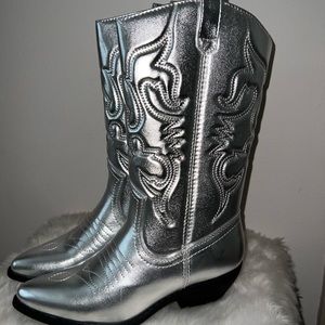 Silver Metallic Cowboy Boots